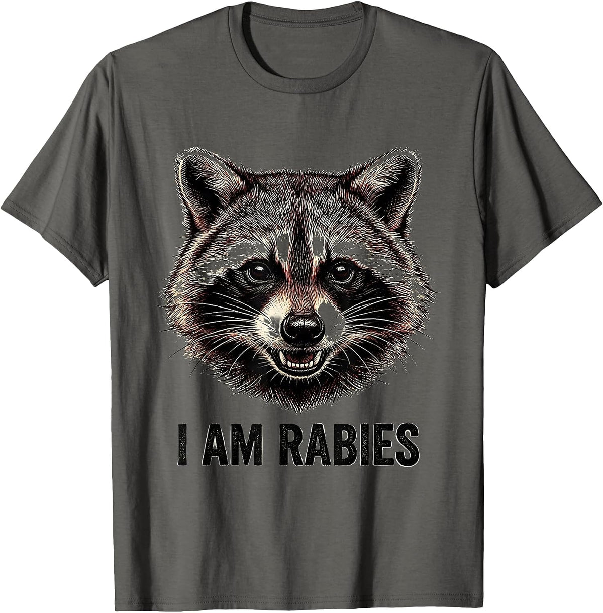 I Am Rabies Funny Ferret Vintage Animal Humor T-Shirt - Asphalt Grey