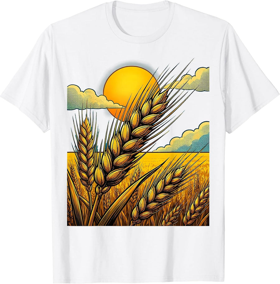 Men's Barley Field Autumn Sky Oktoberfest Graphic T-Shirt - White