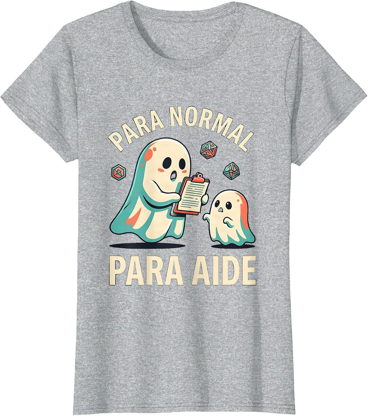 Para Normal Para Aide Ghost Pun Halloween Paraprofessional T-Shirt - Heather Grey