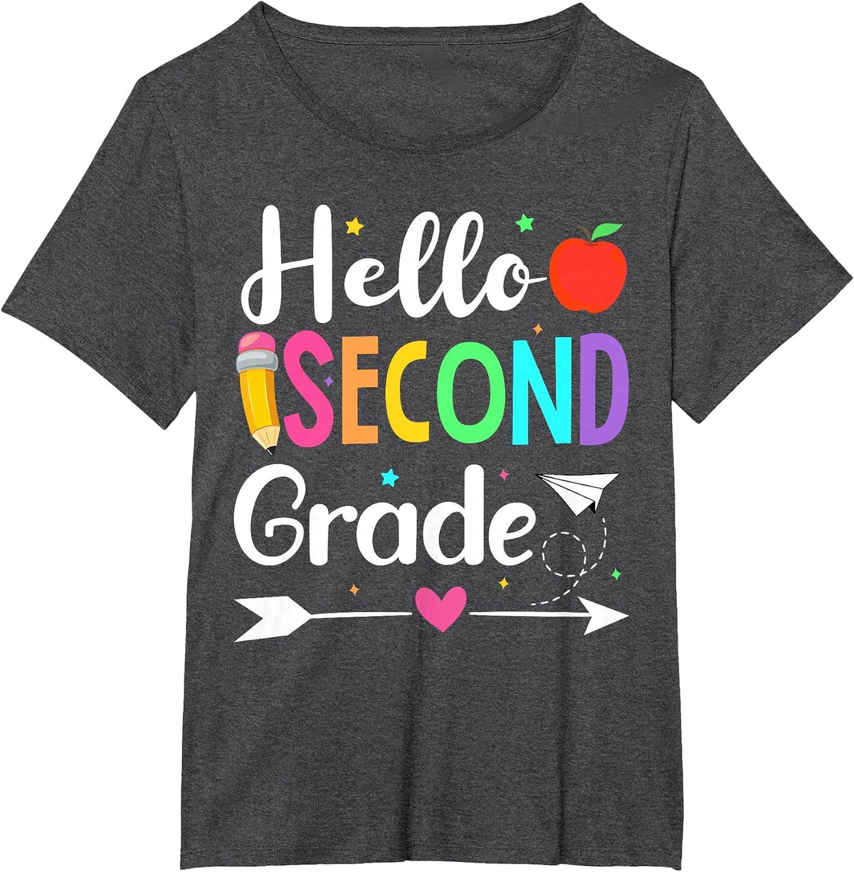 Hello 2nd Grade Back to School Hello Second Grade Teacher T-Shirt - Dark Heather Grey