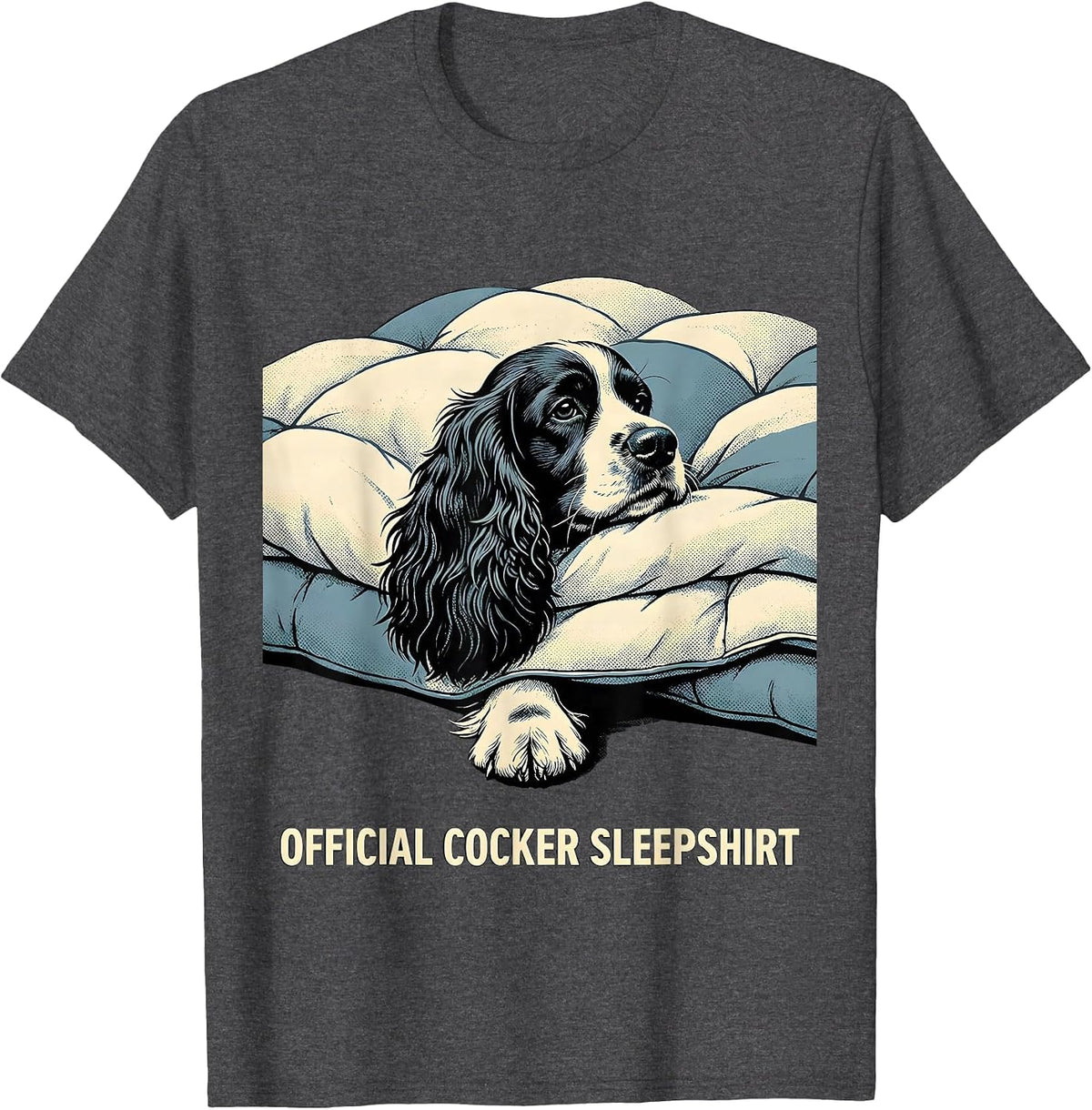 Official Cocker Sleepshirt Funny Dog Breed Pajama Humor T-Shirt - Dark Heather Grey
