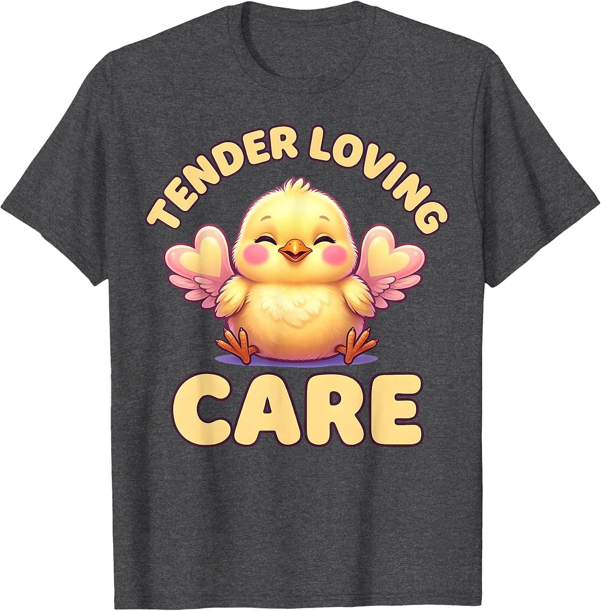 Tender Loving Care Chicken Graphic Design T-Shirt - Dark Heather Grey