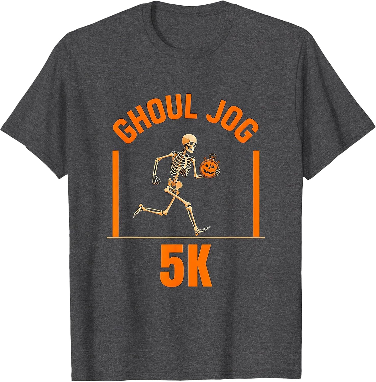 Ghoul Jog 5K Funny Skeleton Runner Halloween Fun Run T-Shirt - Dark Heather Grey