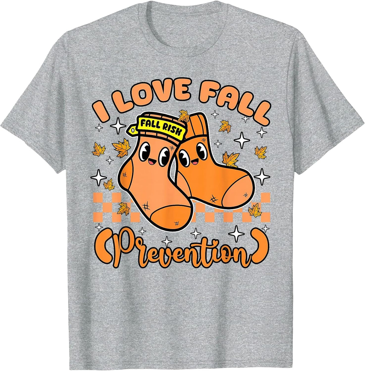 Love Fall Prevention Socks Physical Therapy Therapist Autumn T-Shirt - Heather Grey