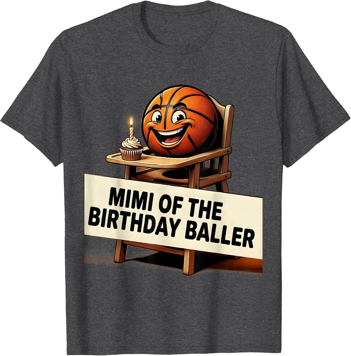 Men's Mimi Of The Birthday Baller Funny Family Matching Party T-Shirt - Dark Heather Grey