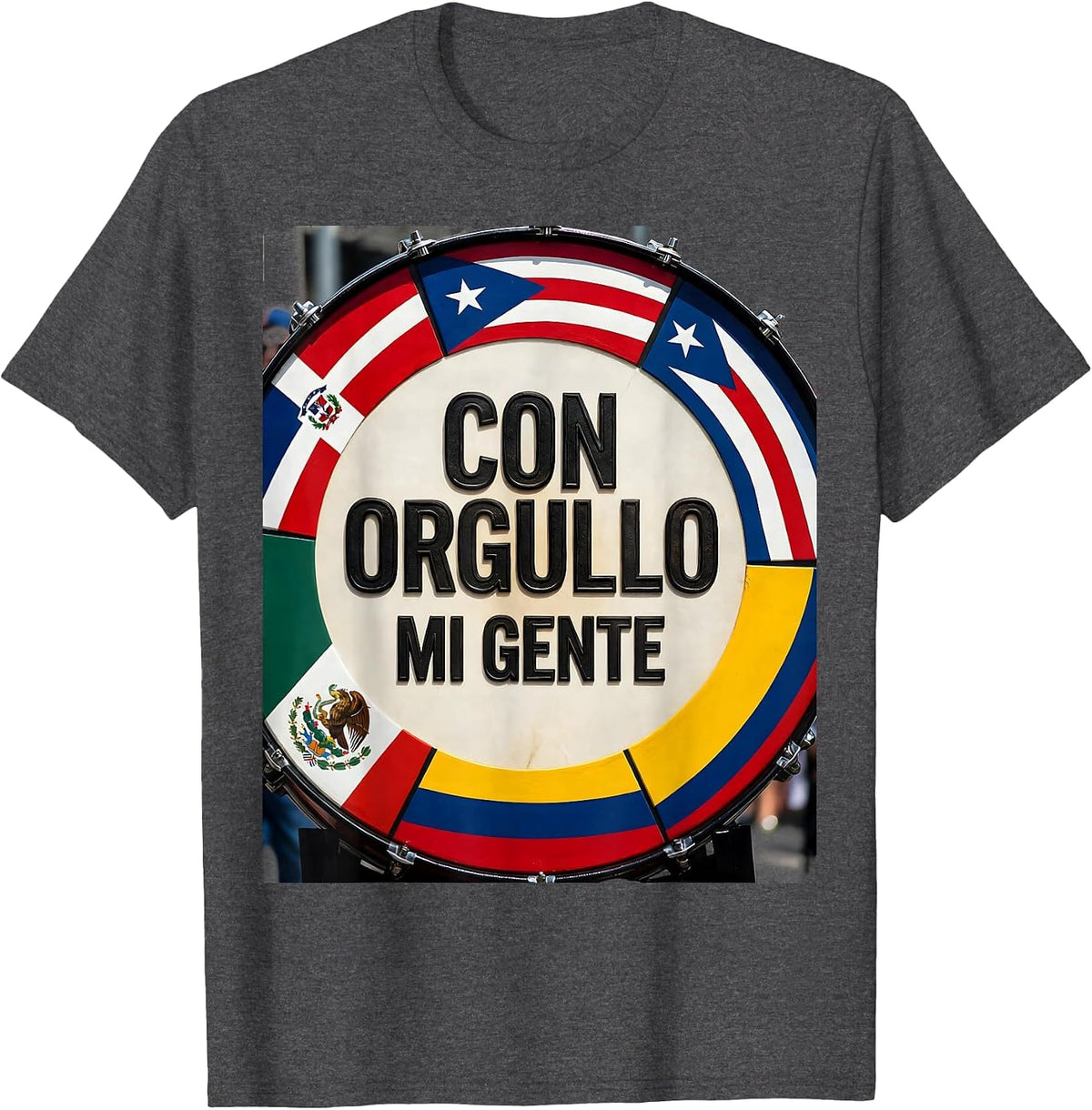 Con Orgullo, Mi Gente Hispanic Heritage Month Latino Pride T-Shirt - Dark Heather Grey