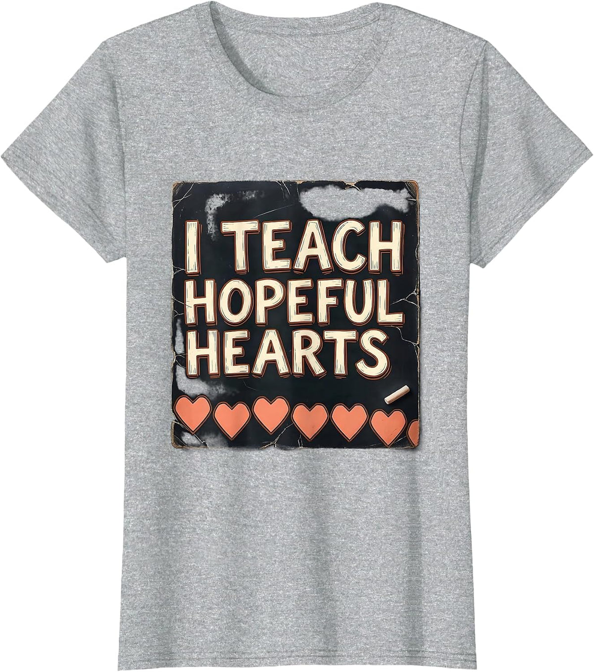 I Teach Hopeful Hearts Distressed Teacher Valentine T-Shirt - Heather Grey