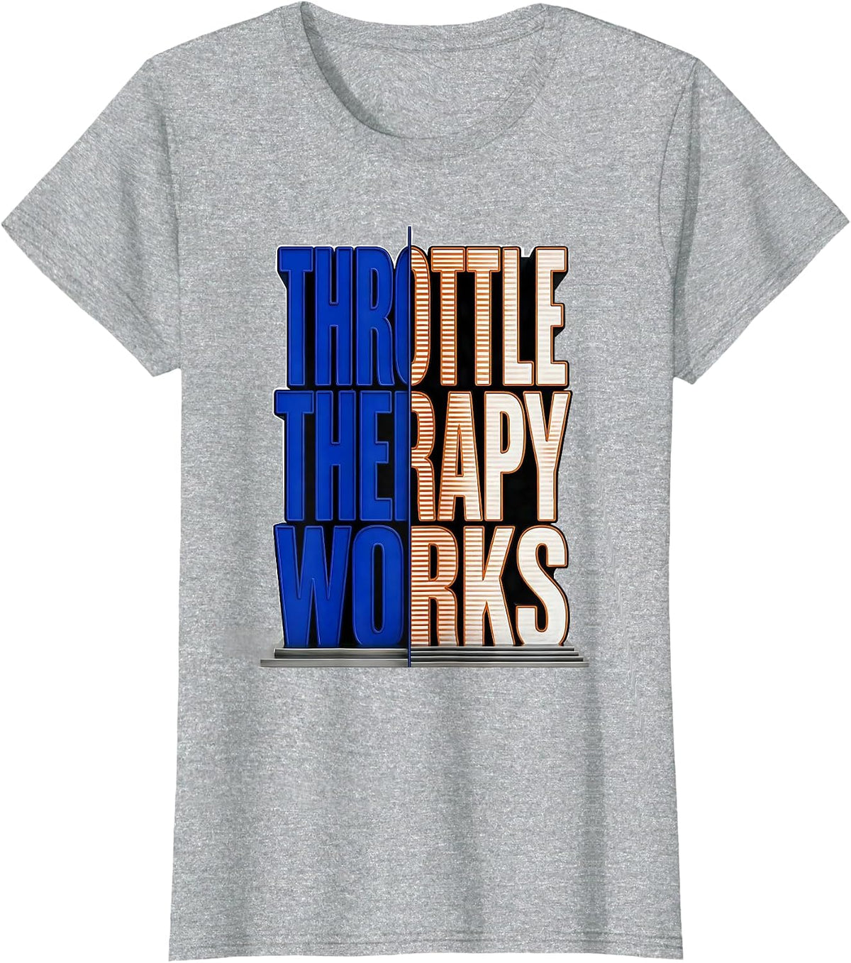 Women's Throttle Therapy Works Motorcycle Riding Design T-Shirt - Heather Grey