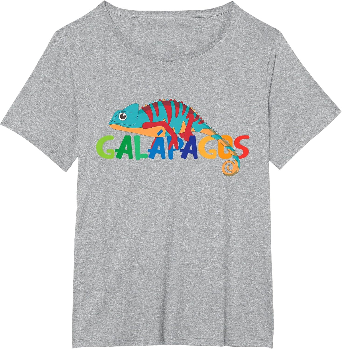 Galapagos Islands Summer Colorful Chameleon Exotic Animal T-Shirt - Heather Grey