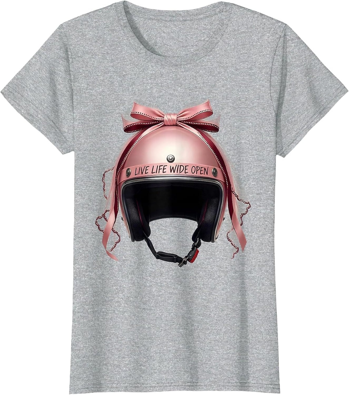 Live Life Wide Open Motorcycle Rider Design T-Shirt - Heather Grey