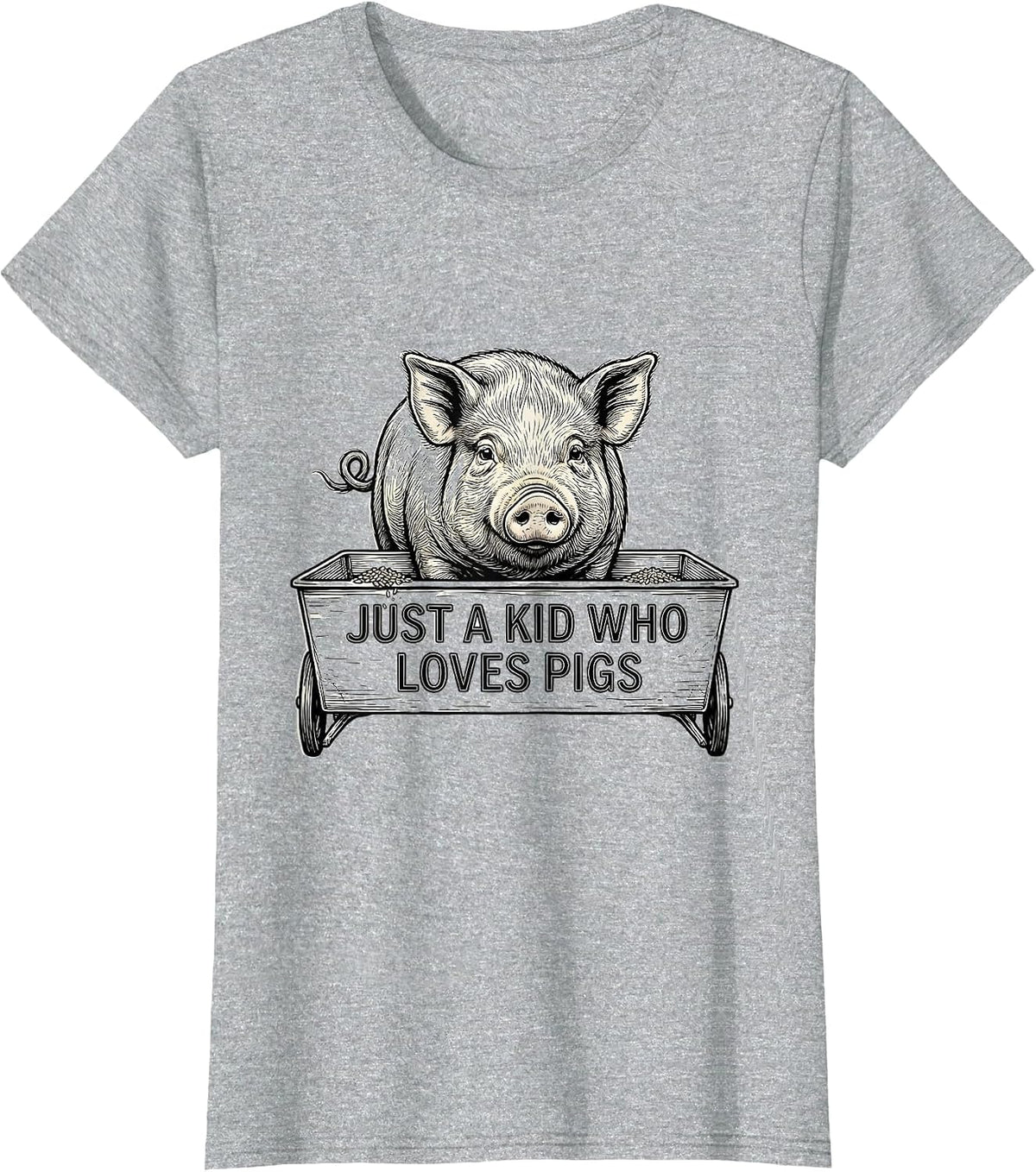 Just A Kid Who Loves Pigs Funny Pig Lover Humor T-Shirt - Heather Grey