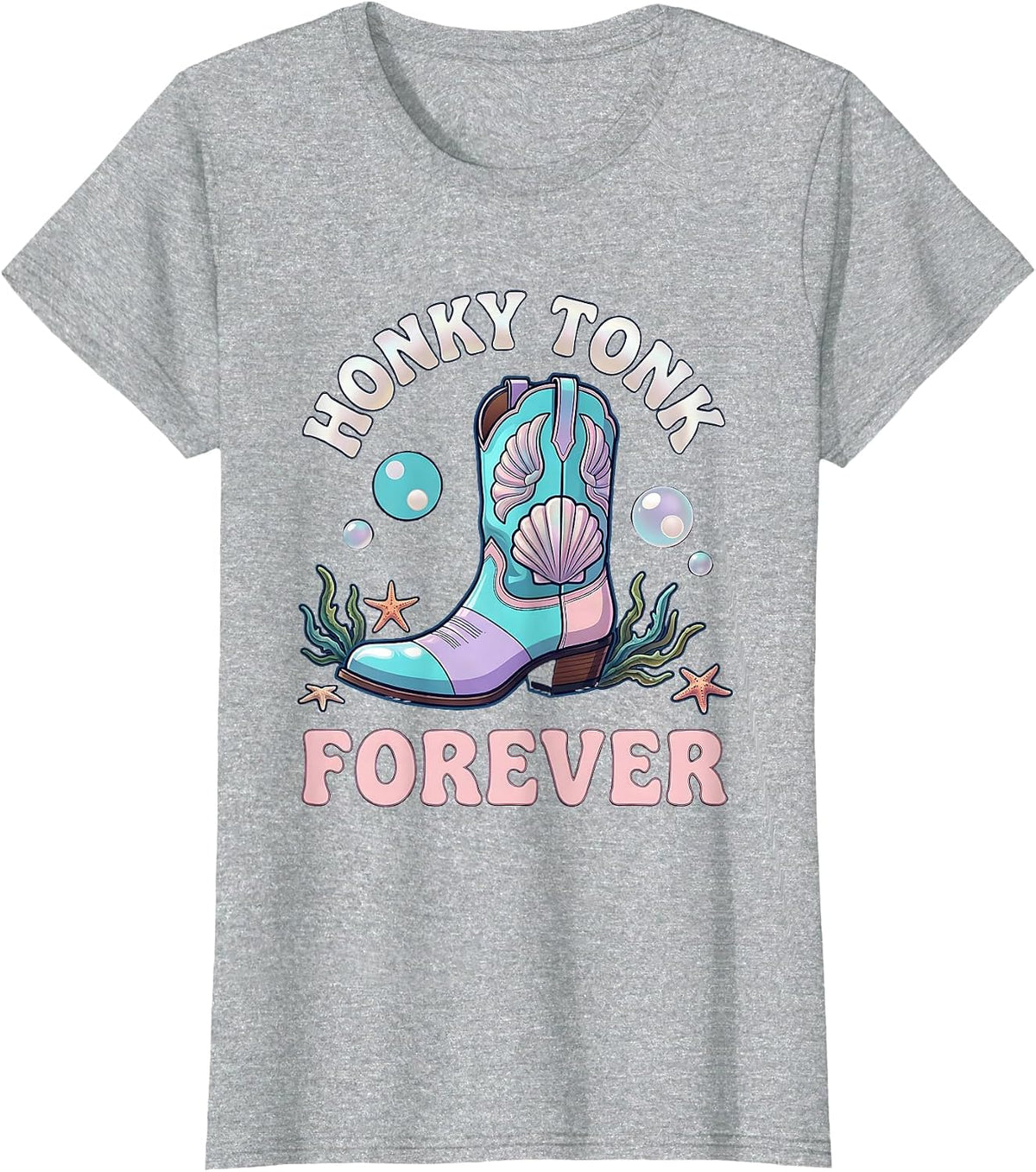 Honky Tonk Forever Country Music Design T-Shirt - Heather Grey
