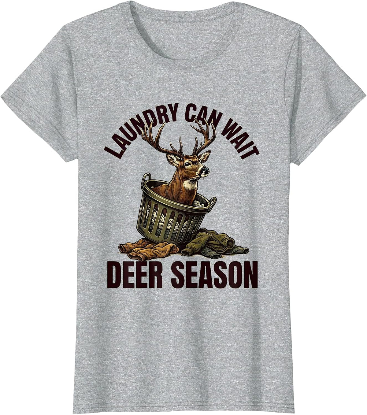 Laundry Can Wait Deer Season Funny Hunting Dad Humor T-Shirt - Heather Grey