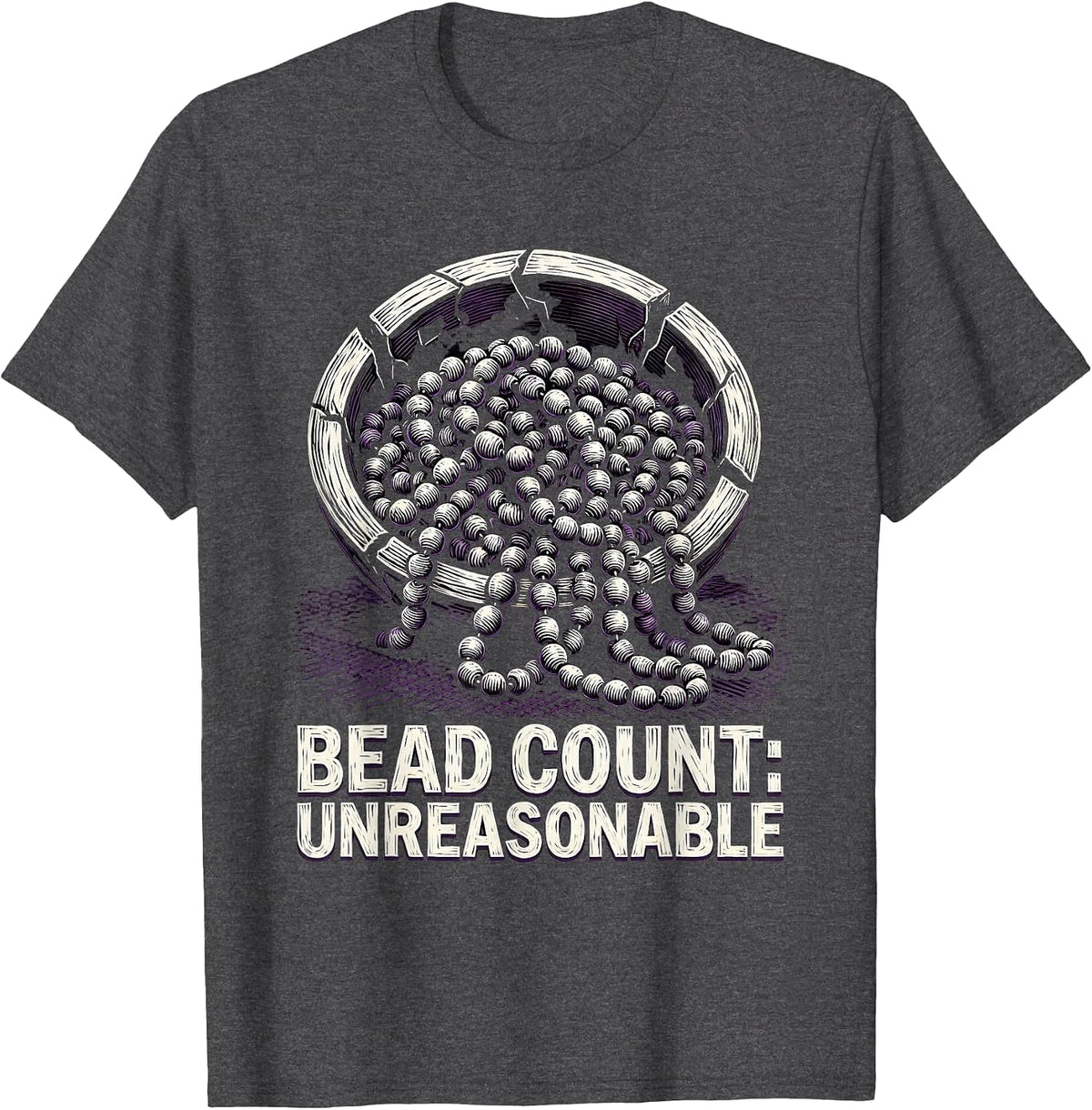 Bead Count Unreasonable Funny Mardi Gras Family Parade Party T-Shirt - Dark Heather Grey