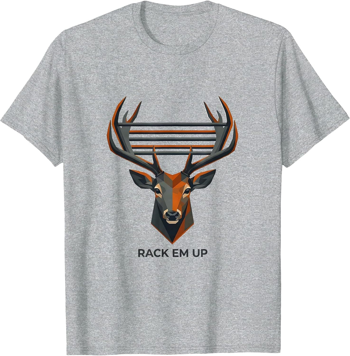 Men's Rack Em Up Funny Camo Deer Hunting Hunter Dad Gift T-Shirt - Heather Grey