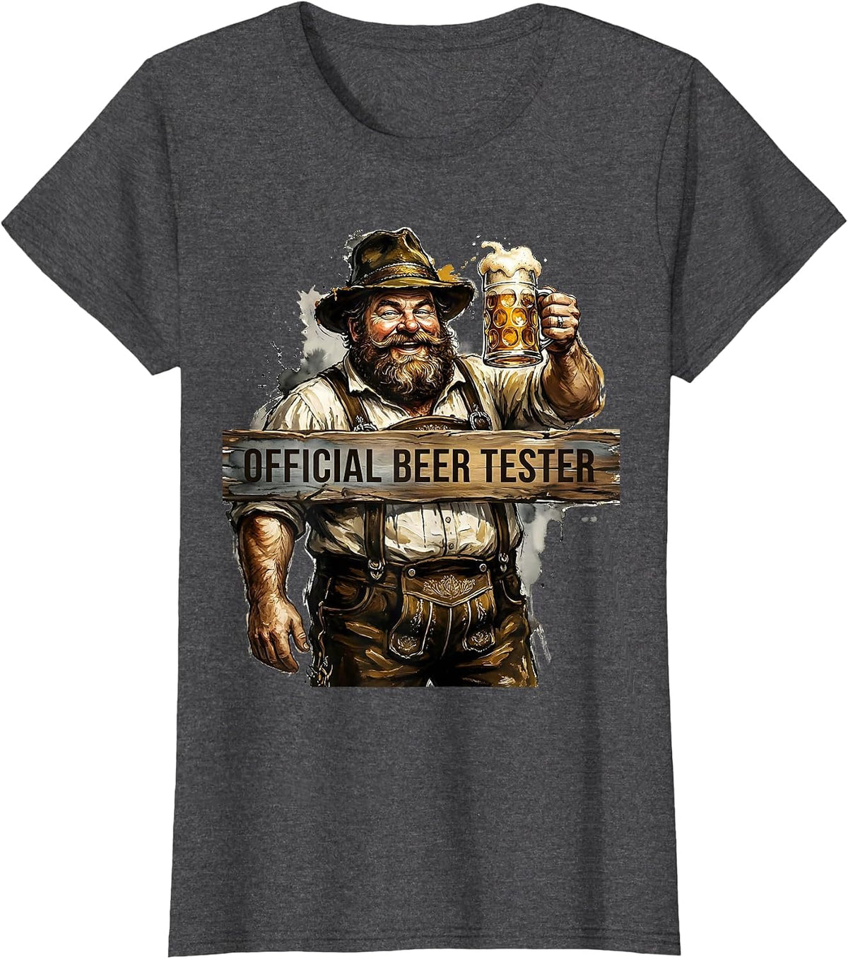 Women's Official Beer Tester Oktoberfest Design T-Shirt - Dark Heather Grey