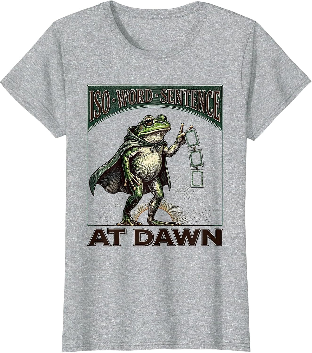 Iso, Word, Sentence, At Dawn Funny Frog Teacher Profession T-Shirt - Heather Grey