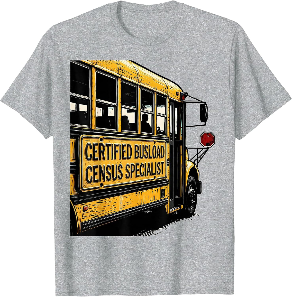 Men's Certified Busload Census Specialist Funny School Bus Driver T-Shirt - Heather Grey