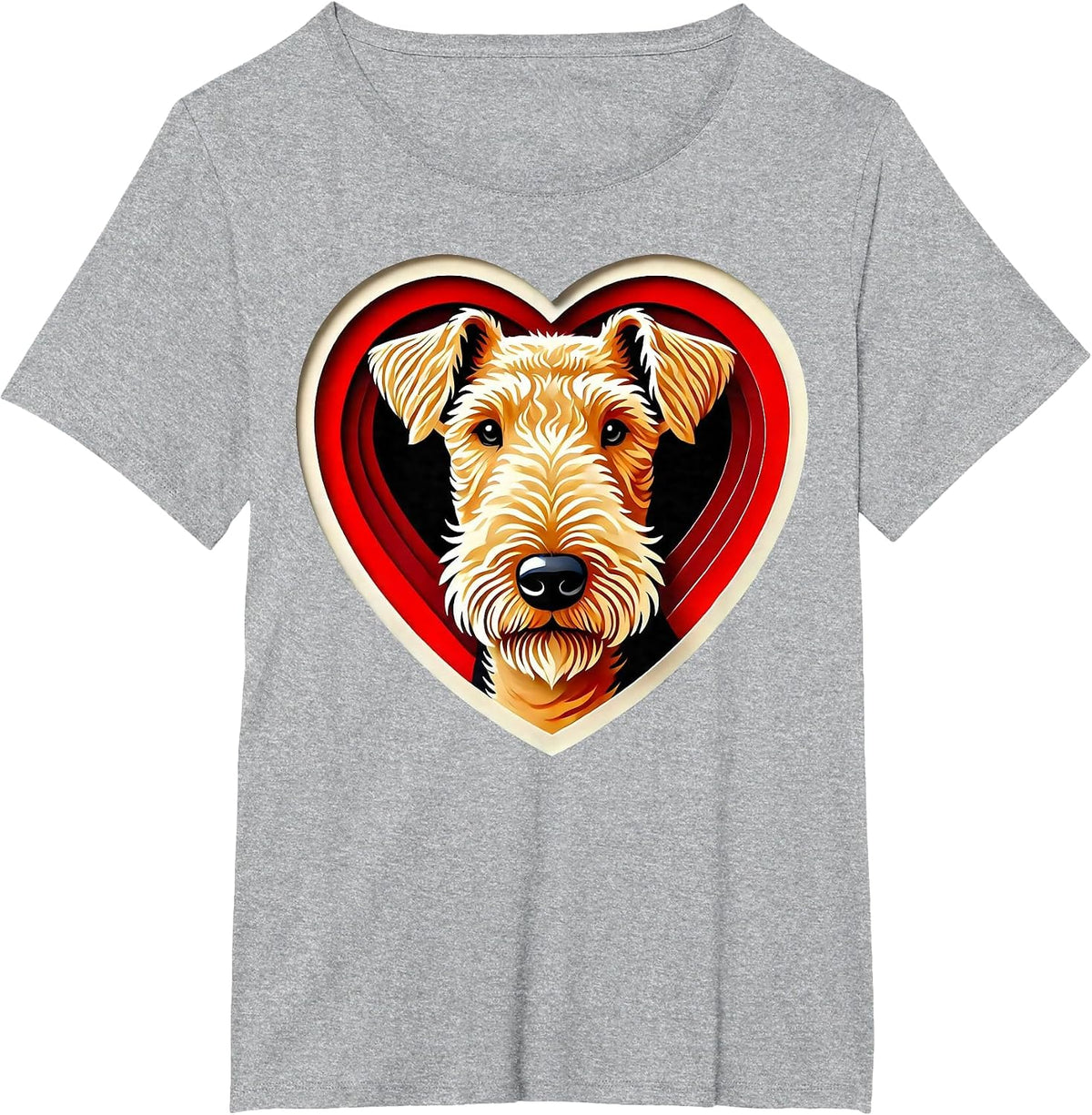 Airedale Terrier Heart Cute Puppy Dog Lover T-Shirt - Heather Grey