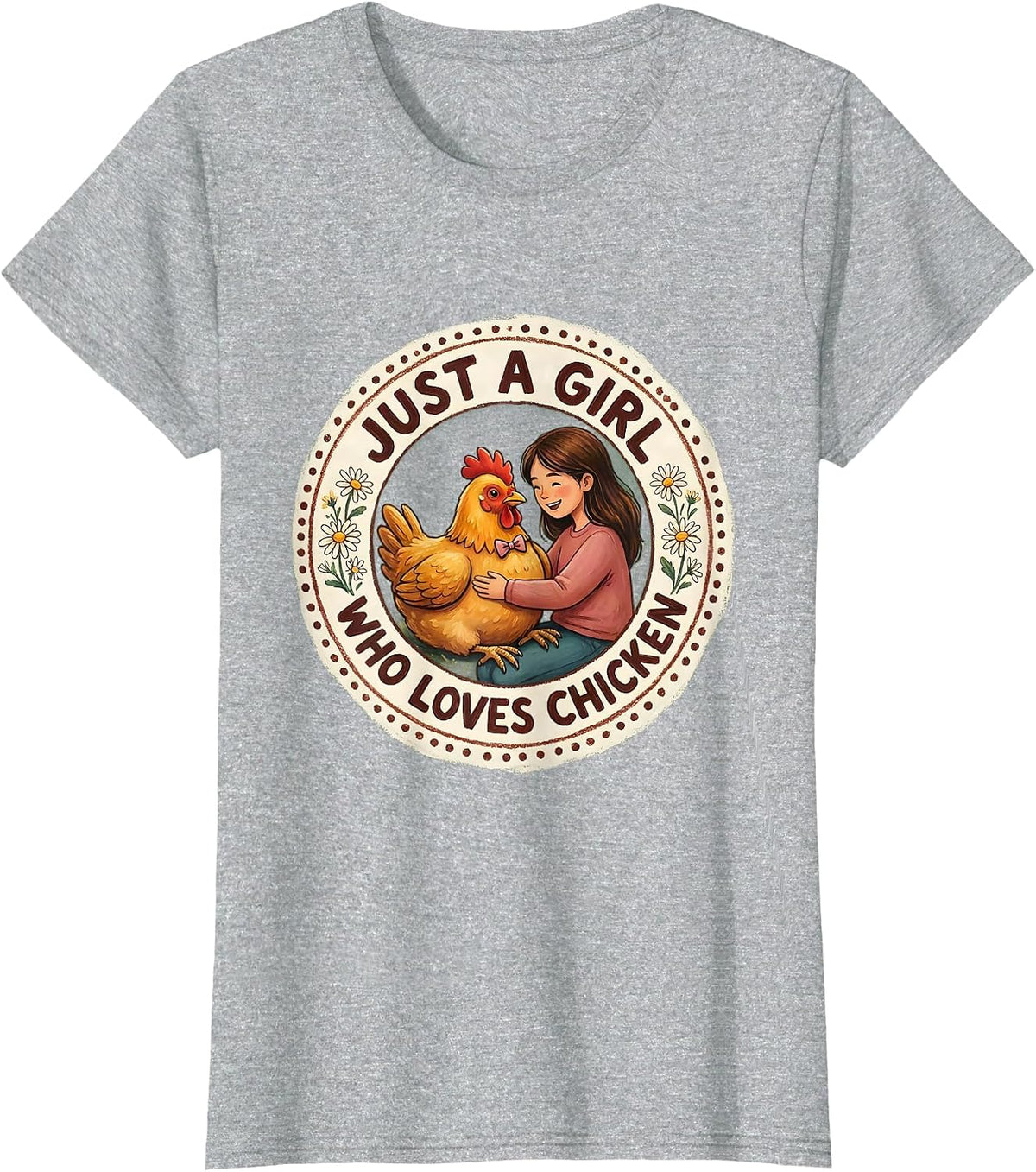 Just a Girl Who Loves Chicken Graphic Design T-Shirt - Heather Grey