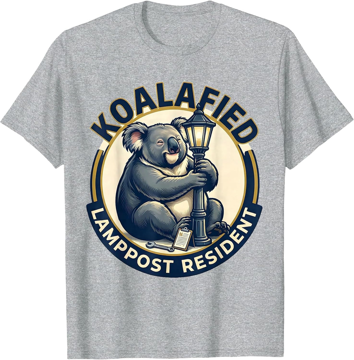 Men's Koalafied Lamppost Resident Funny Koala Lover Animal Humor T-Shirt - Heather Grey