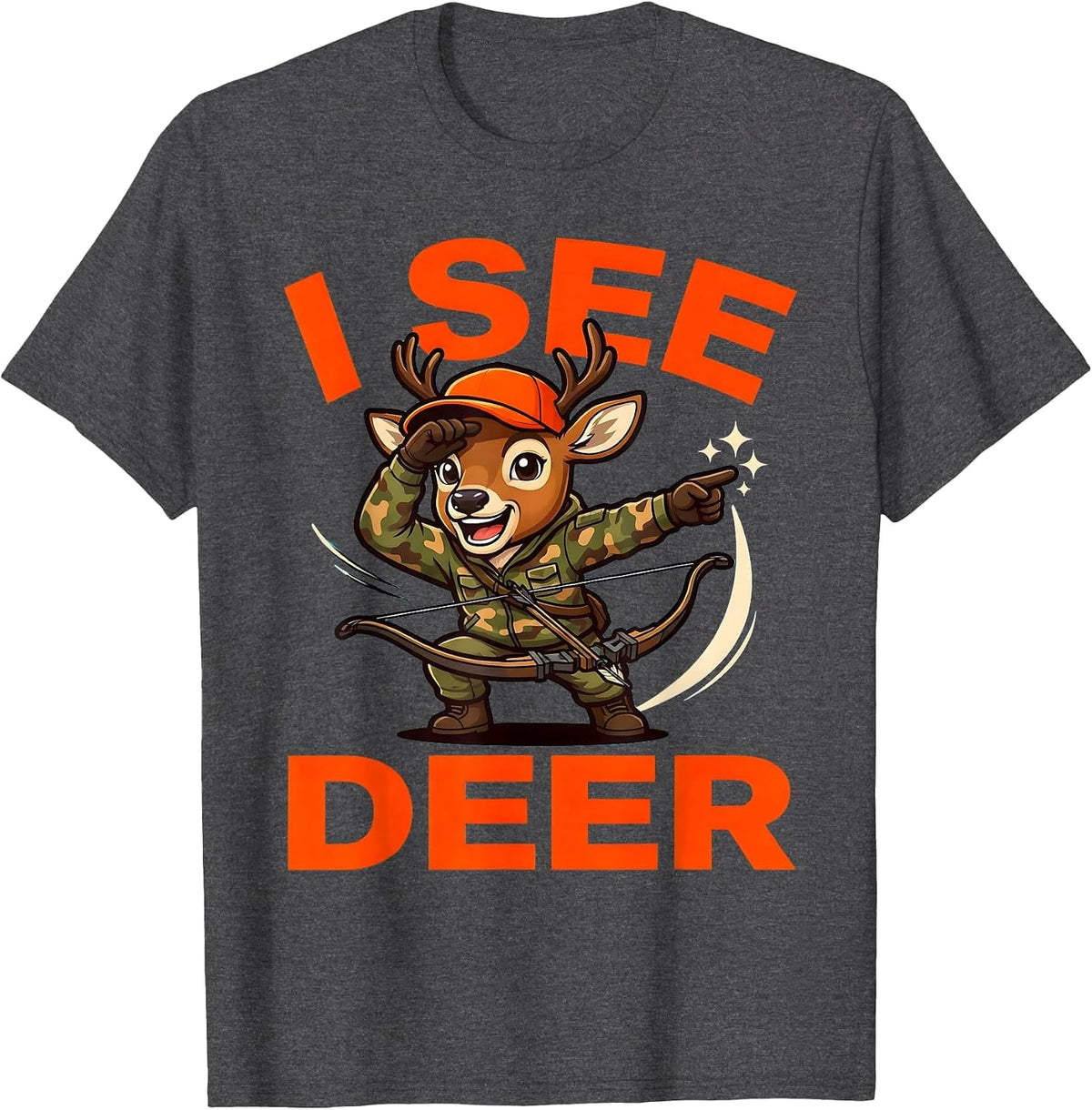 Men's I SEE DEER Funny Deer Hunter Hunting Season T-Shirt - Dark Heather Grey