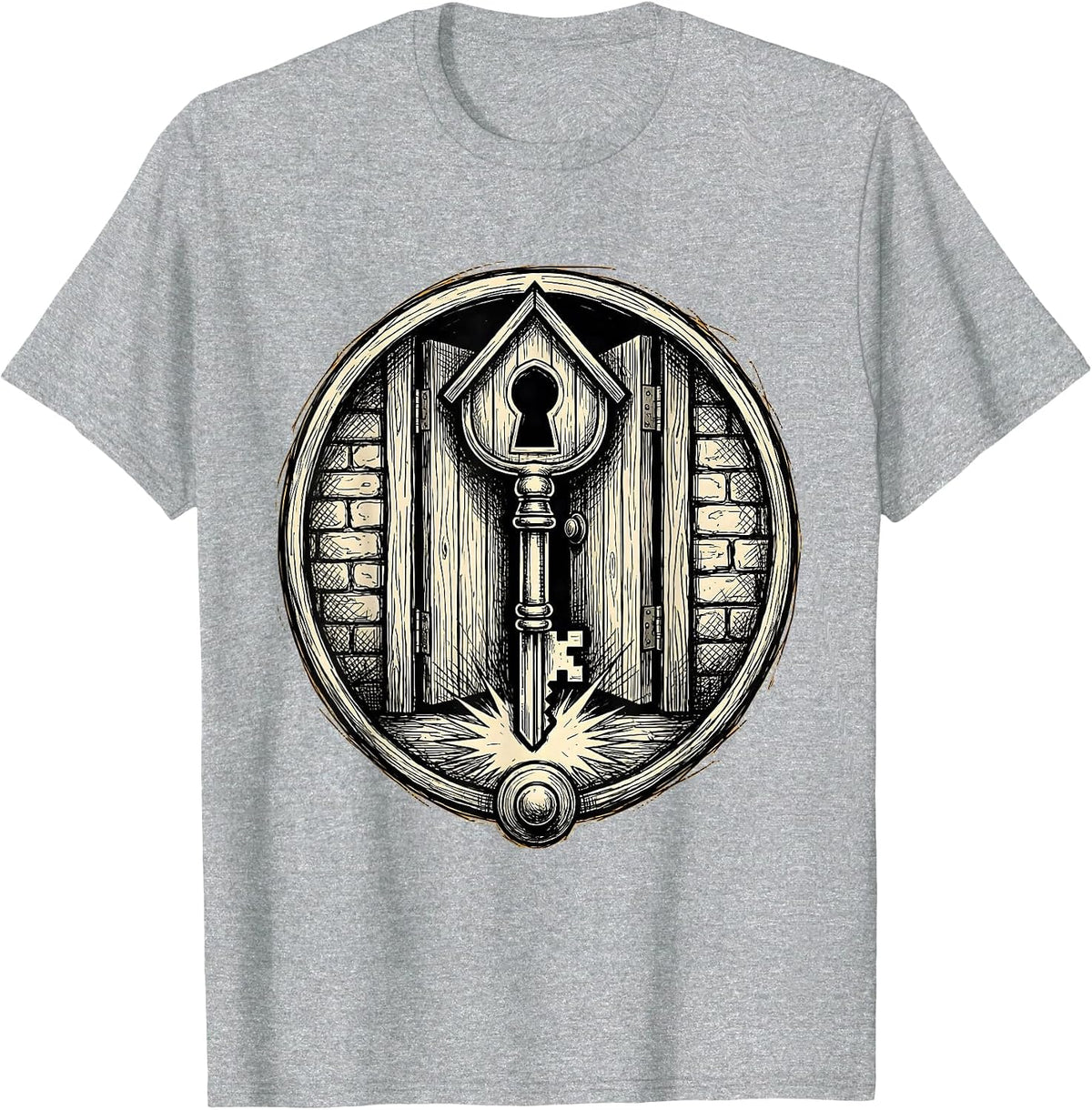 Men's Sped Teacher Giant Key Unlocking School Door T-Shirt - Heather Grey