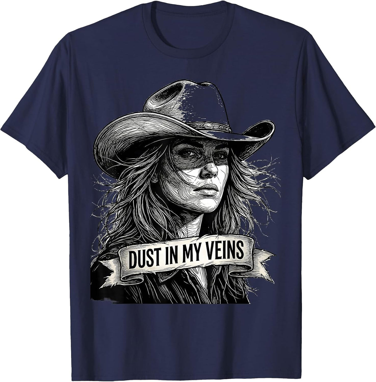 Men's Dust In My Veins Western Cowboy Design T-Shirt - Navy Blue