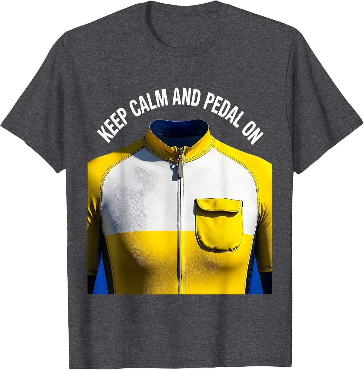 Keep Calm and Pedal On Cycling Design T-Shirt - Dark Heather Grey