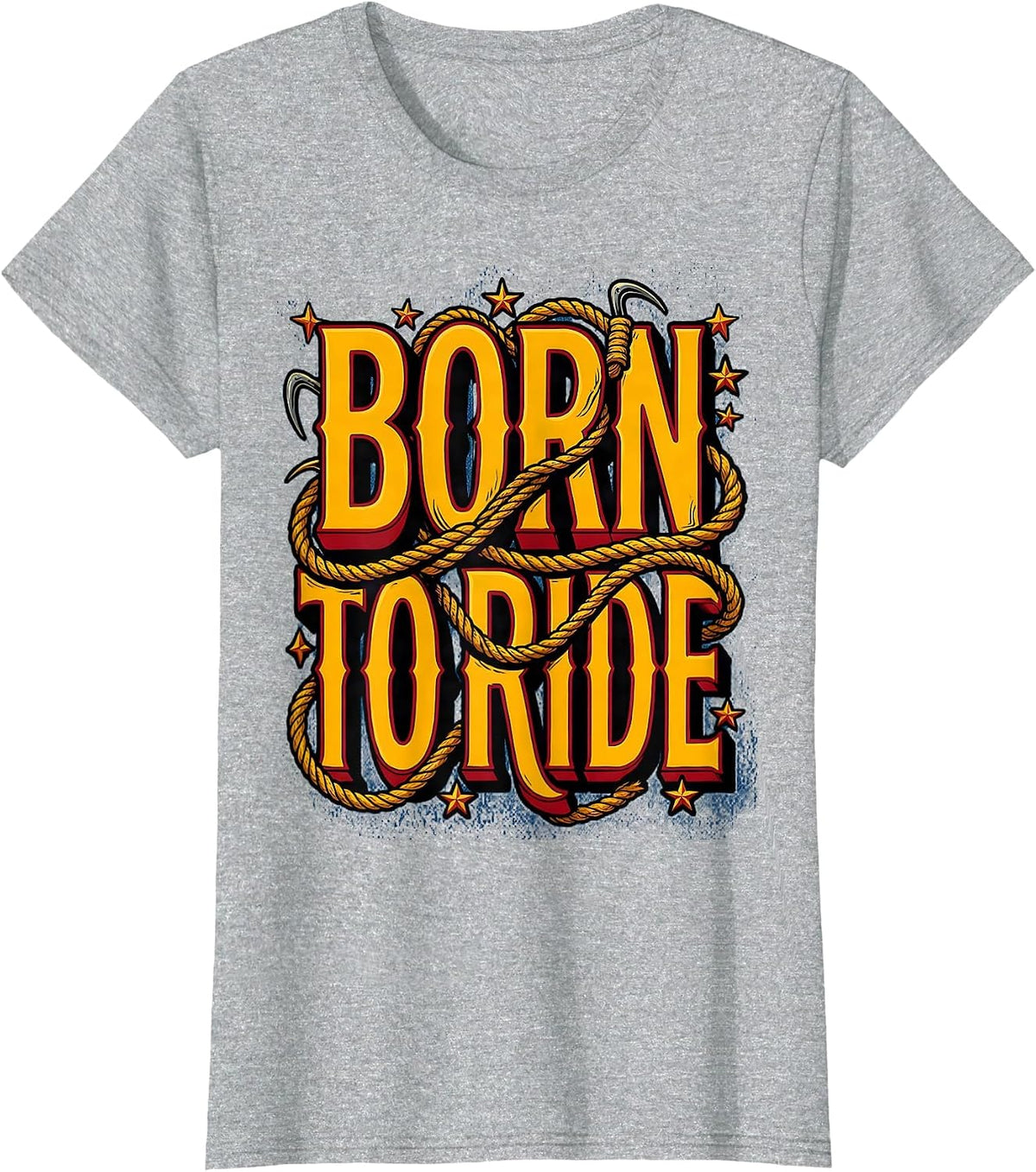Born to Ride Cowgirl Western Design T-Shirt - Heather Grey