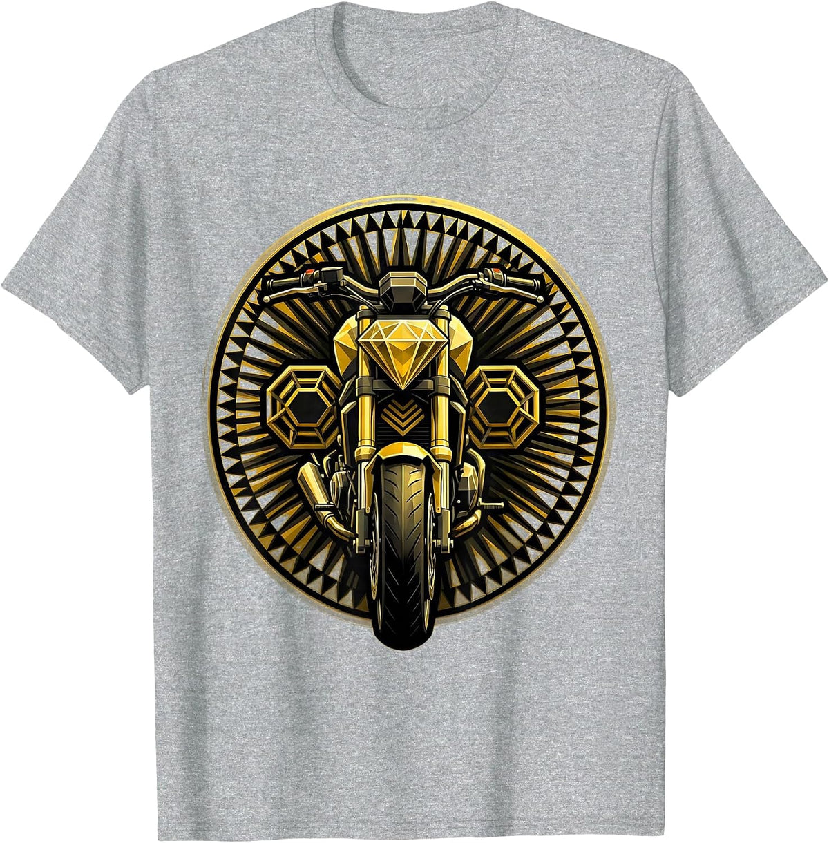 Men's Vintage Motorcycle Black and Yellow Classic Design T-Shirt - Heather Grey