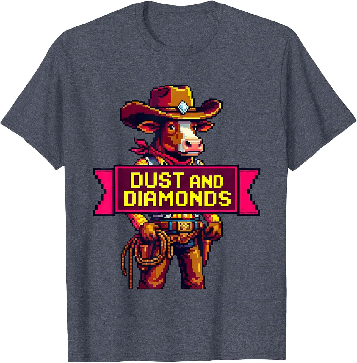 Dust and Diamonds Cowboy Western Design T-Shirt - Heather Blue