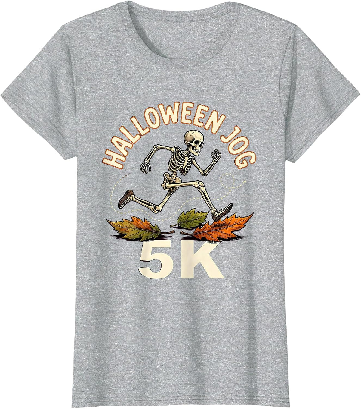 Halloween Jog 5K Funny Skeleton Runner 5K Race Matching T-Shirt - Heather Grey