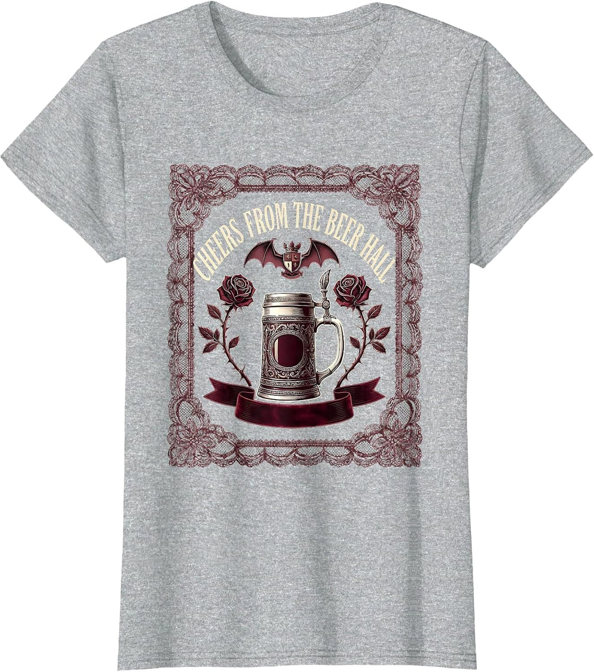 Women's Cheers From the Beer Hall Oktoberfest Design T-Shirt - Heather Grey