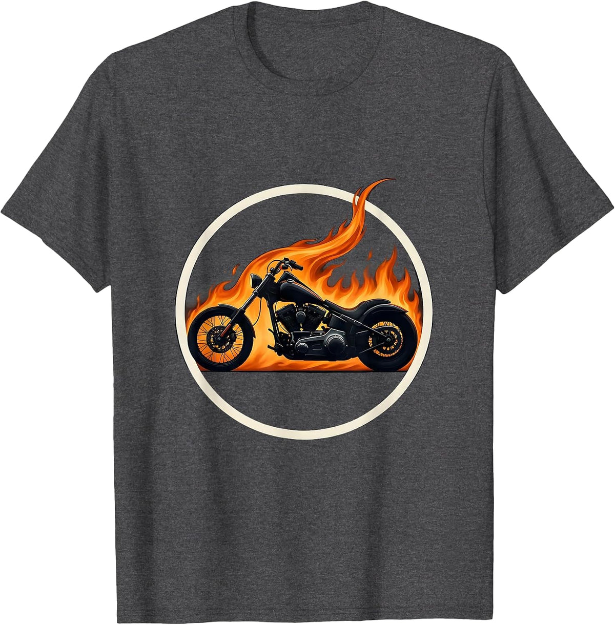 Men's Vintage Motorcycle Flame Trail Freedom Graphic T-Shirt - Dark Heather Grey