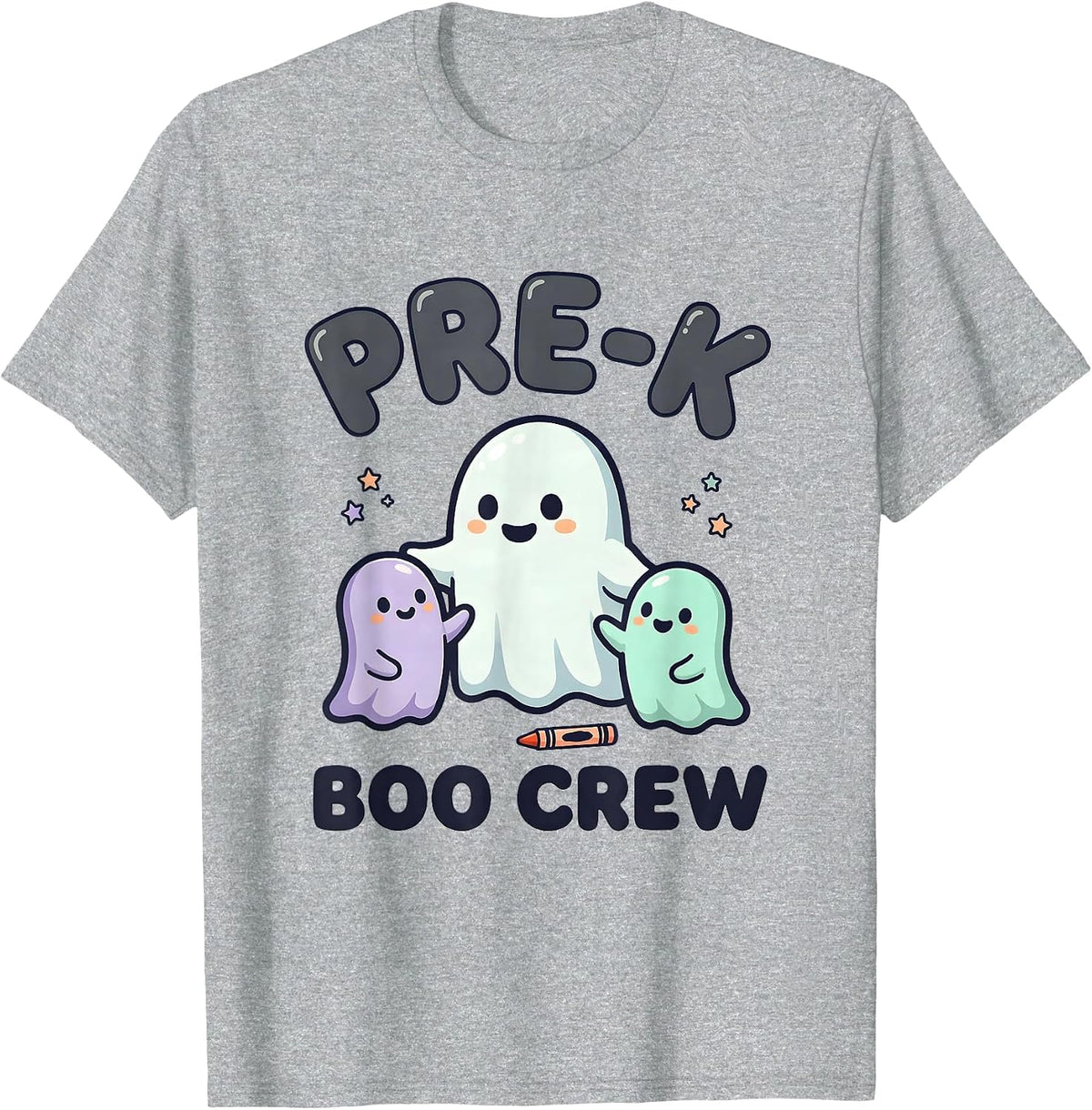 Men's Pre-K Boo Crew Cute Kawaii Halloween Teacher Ghost Preschool T-Shirt - Heather Grey
