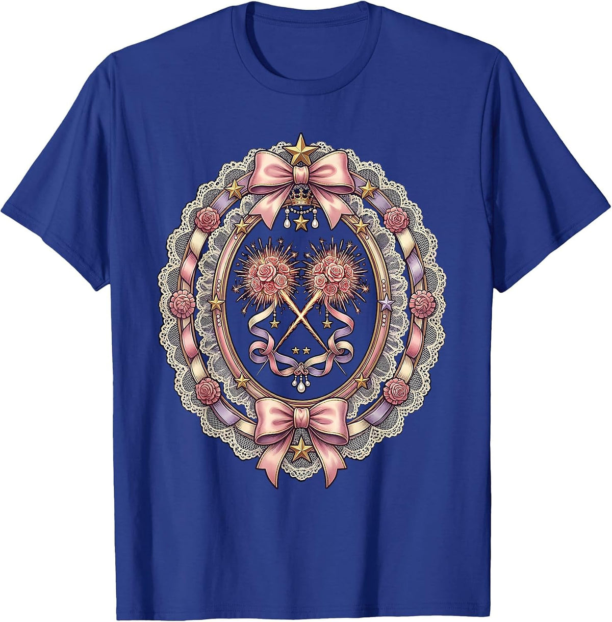 Girls Will Be Girls Sparklers Night Sky Graphic T-Shirt - Royal Blue