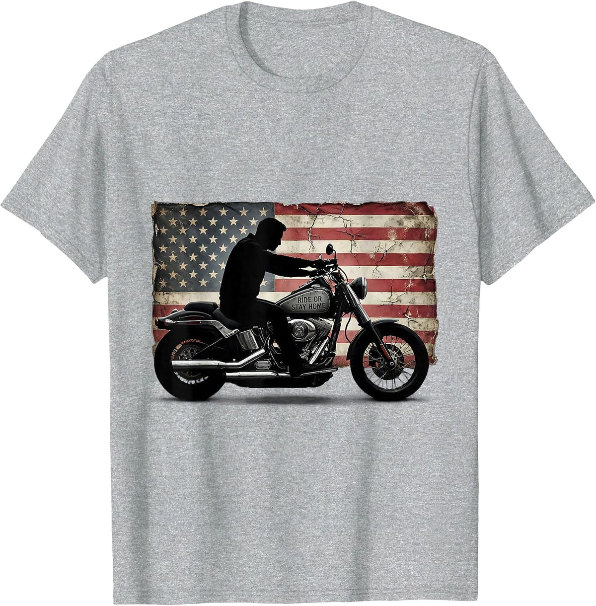 Men's Ride Or Stay Home Bold Motorcycle Design T-Shirt - Heather Grey