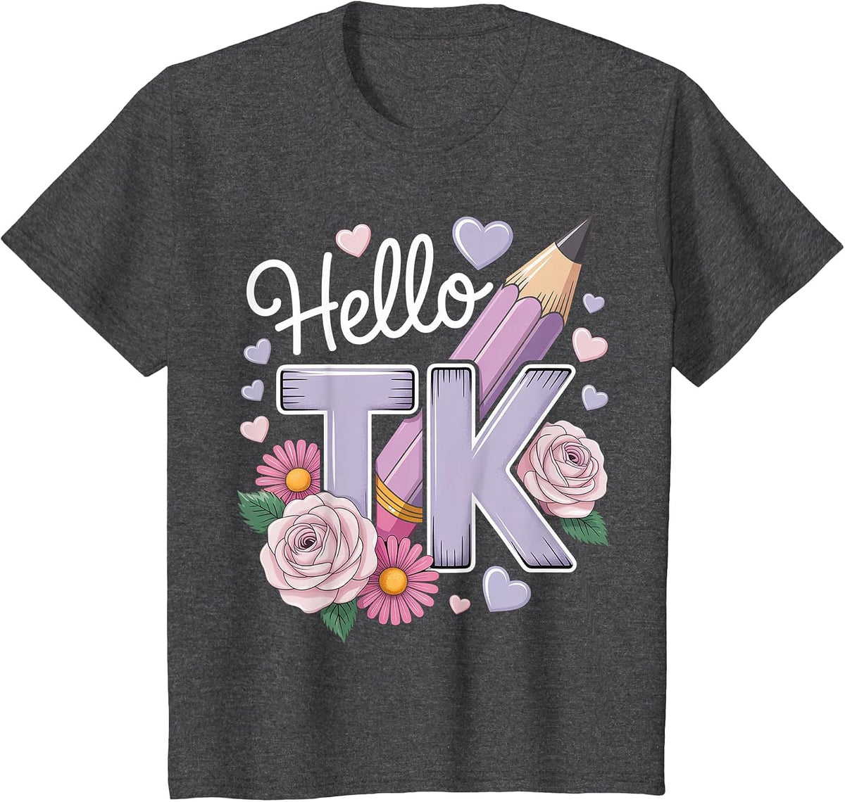 Hello TK Transitional Kindergarten Student TK Teacher T-Shirt - Dark Heather Grey