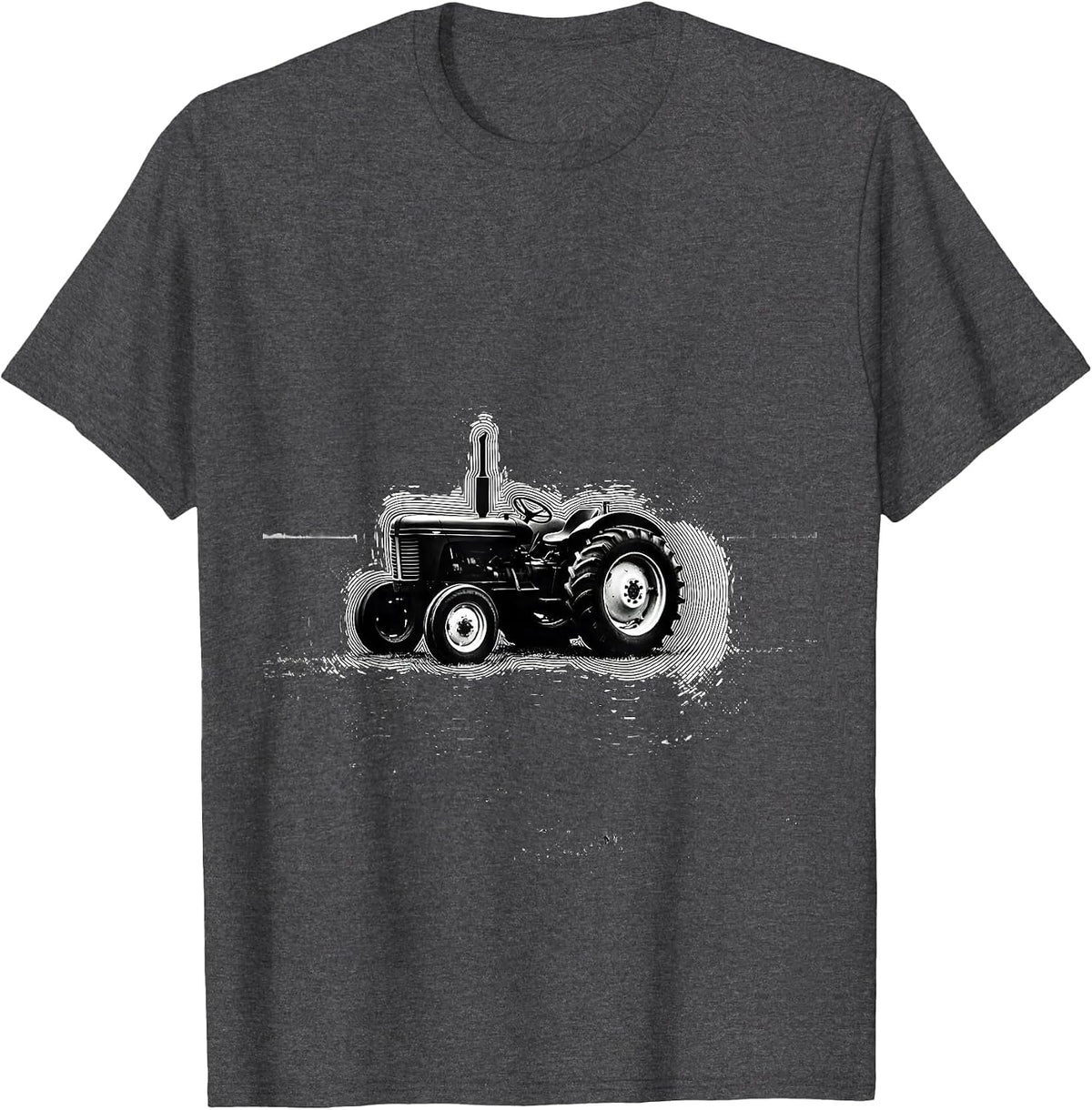 Old Tractor Silhouette Vintage Farmer Nostalgia Humor T-Shirt - Dark Heather Grey