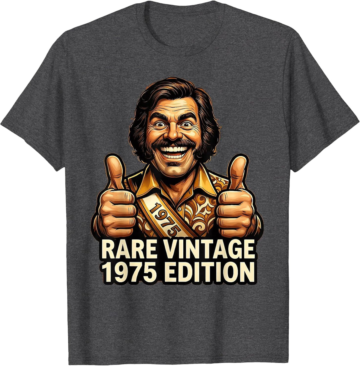 Rare Vintage 1975 Edition Classic Retro Design T-Shirt - Dark Heather Grey