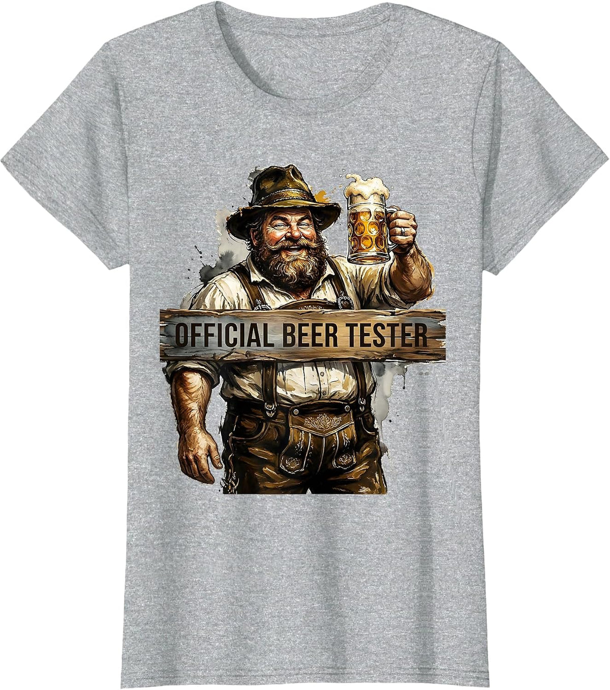 Women's Official Beer Tester Oktoberfest Design T-Shirt - Heather Grey