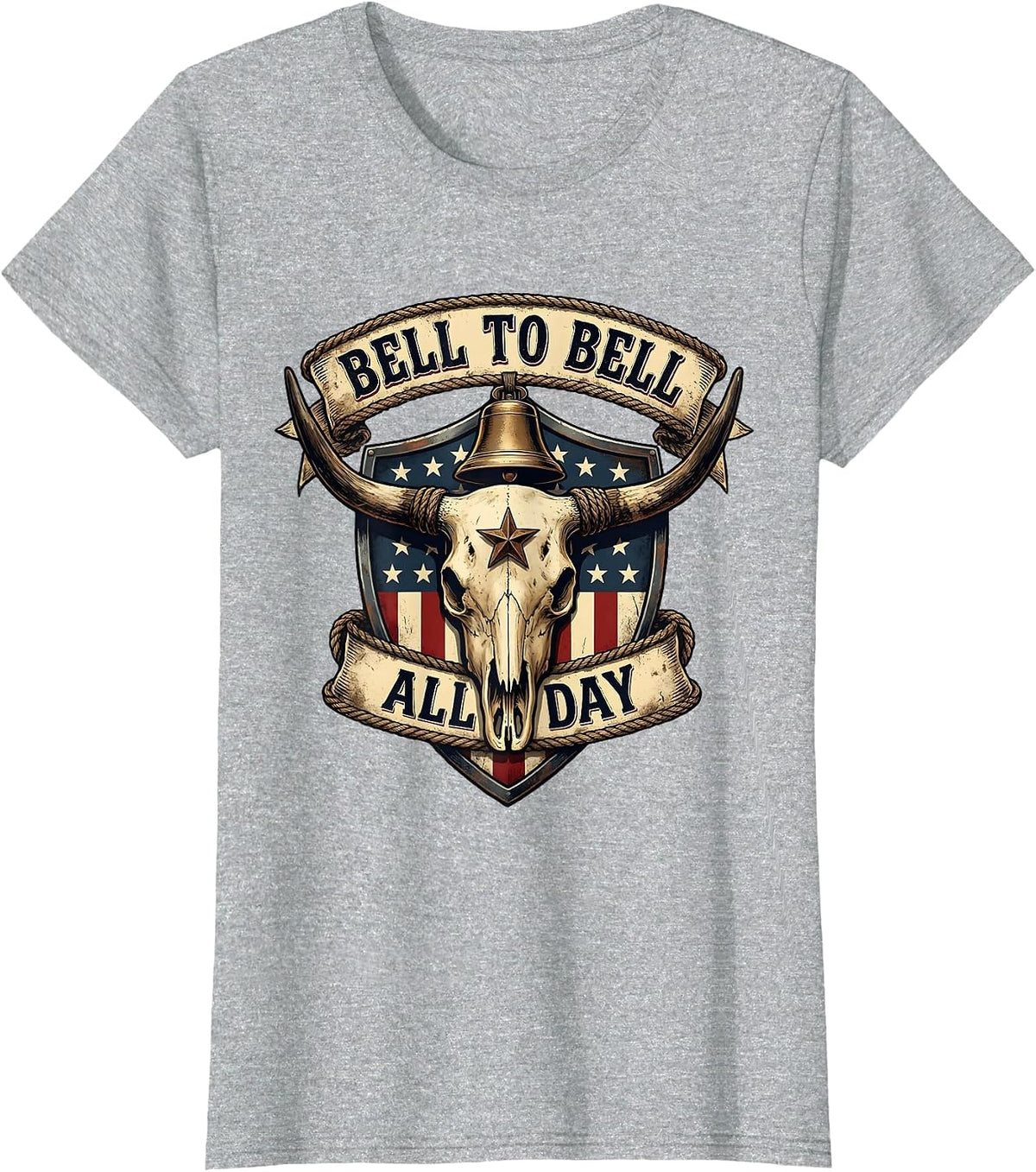 Bell to Bell All Day Middle School Teacher Design T-Shirt - Heather Grey