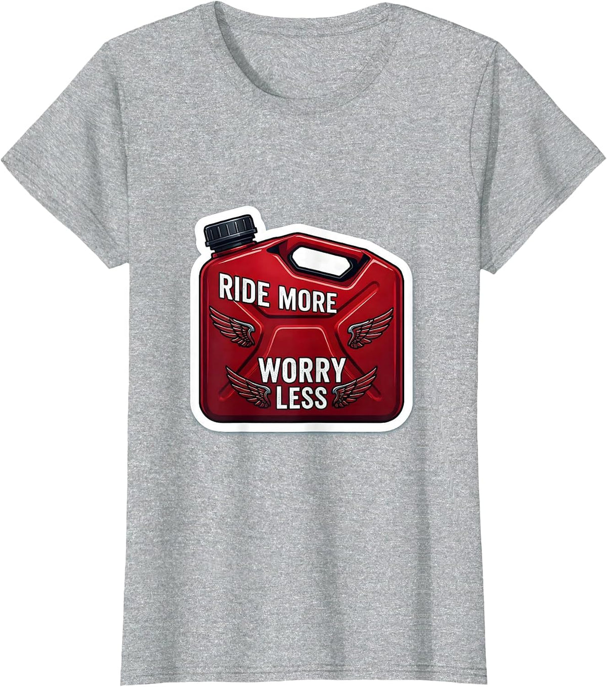 Ride More Worry Less Motorcycle Design T-Shirt - Heather Grey