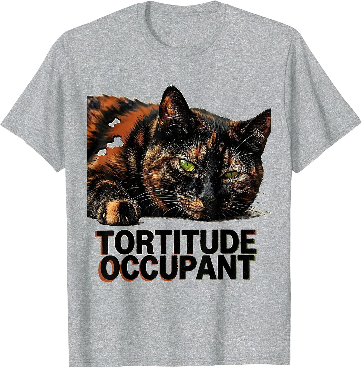 Men's Tortitude Occupant Funny Tortoiseshell Cat Owner Pet Lover T-Shirt - Heather Grey