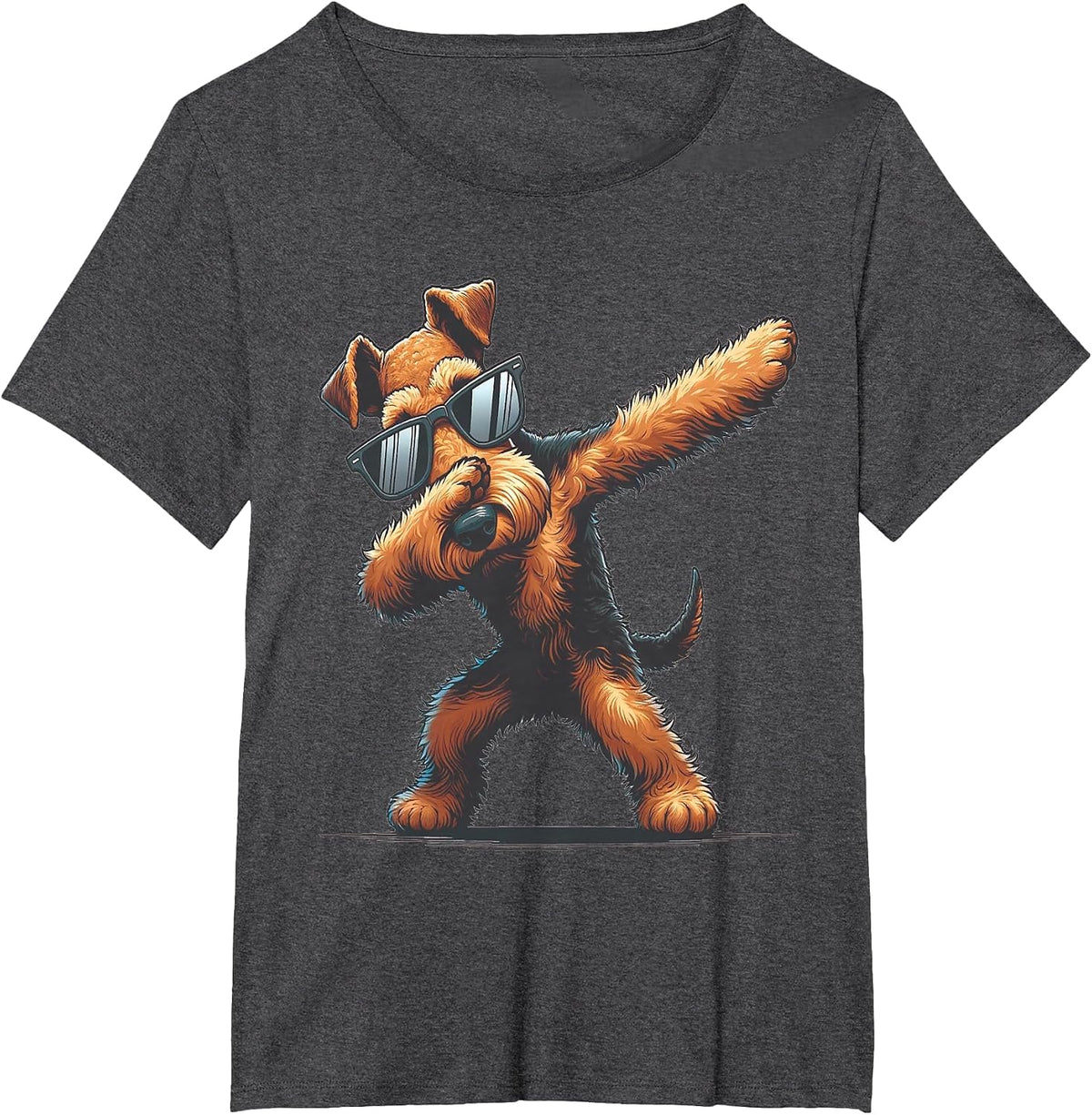 Dab Airedale Terrier Dancing Dabbing Dog T-Shirt - Dark Heather Grey
