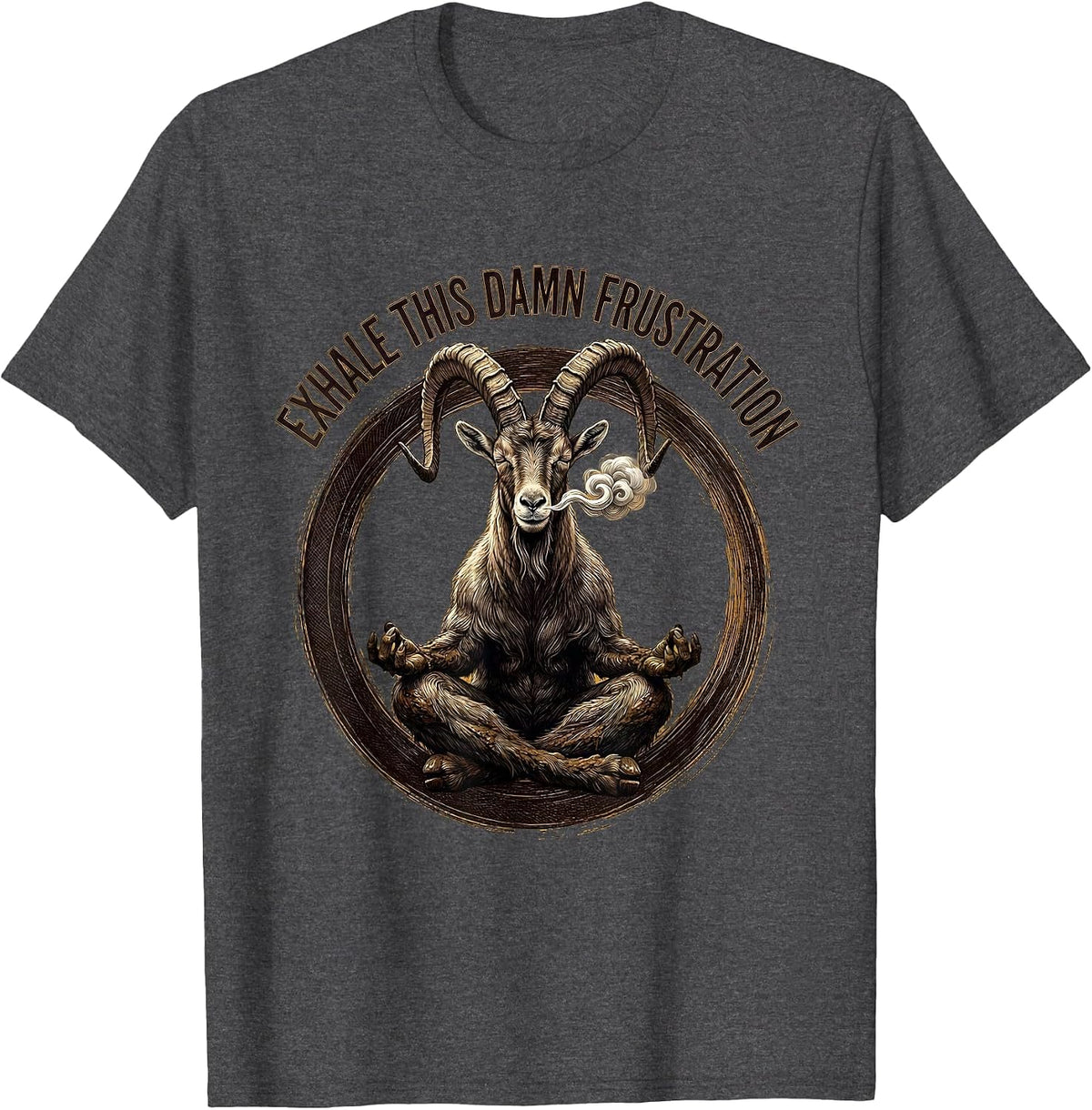 Exhale This Damn Frustration Funny Yoga Meditation Spiritual T-Shirt - Dark Heather Grey