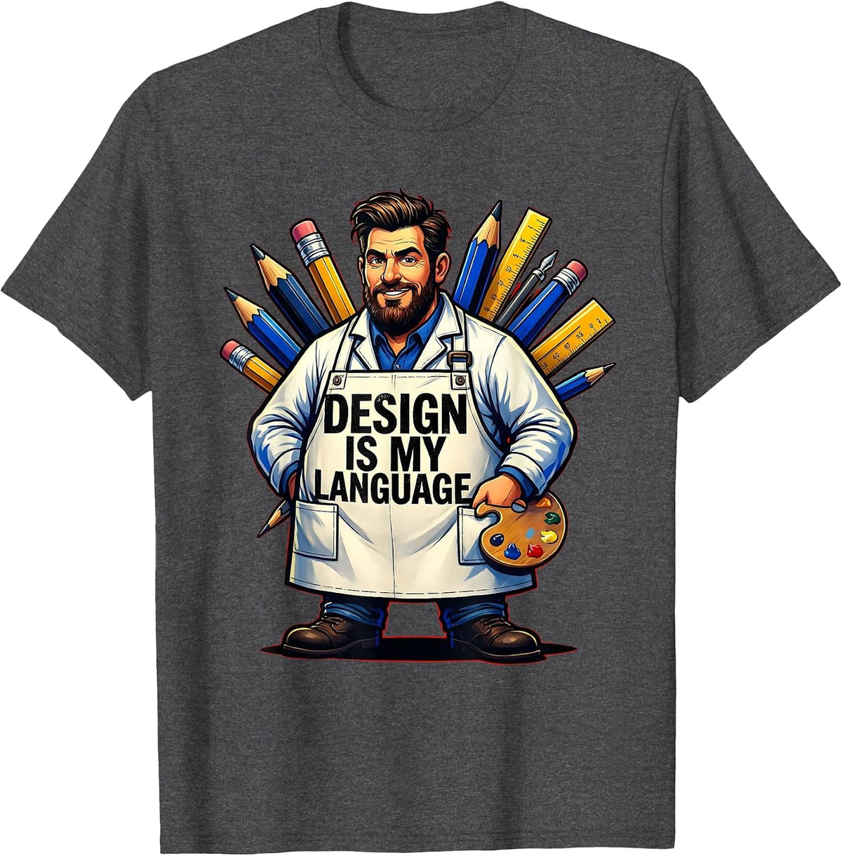 Design Is My Language Graphic Tee for Men T-Shirt - Dark Heather Grey