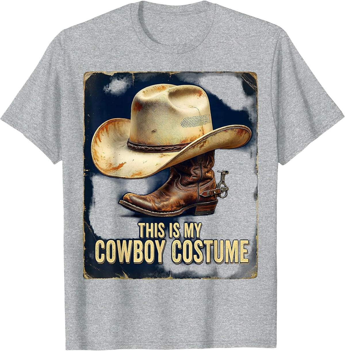 Men's This Is My Cowboy Costume Vintage Western Halloween Party T-Shirt - Heather Grey