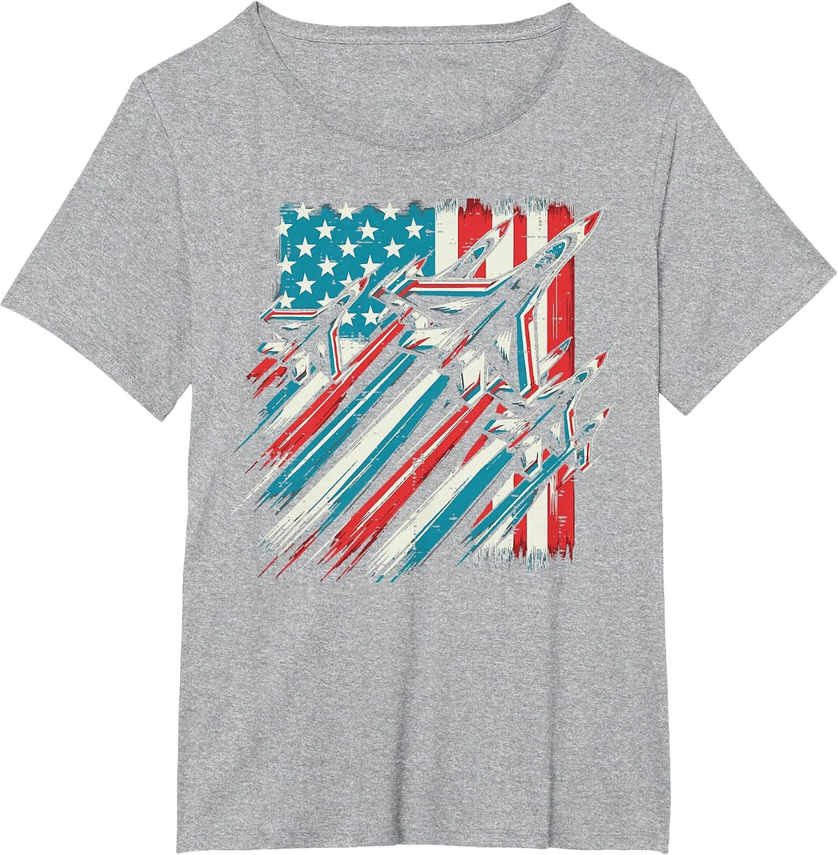 4th of July Jets American Flag Airplane Men Boys Kids T-Shirt - Heather Grey
